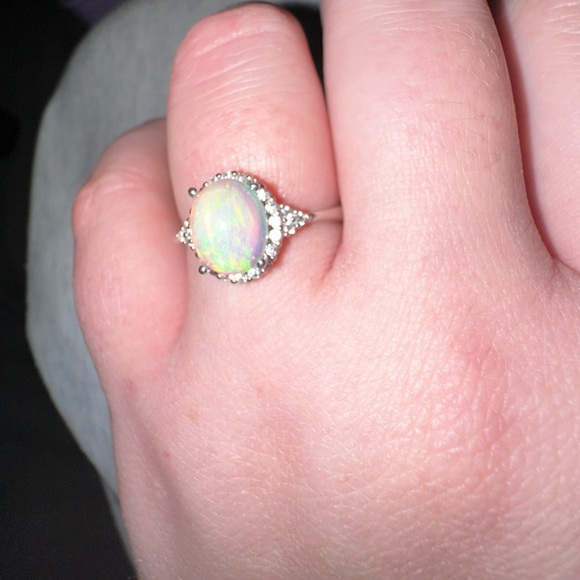 Adjustable Sterling Silver Opalite Ring - Picture 3 of 8